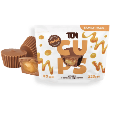 Mini Cups milk chocolate with salted caramel, 25pcs